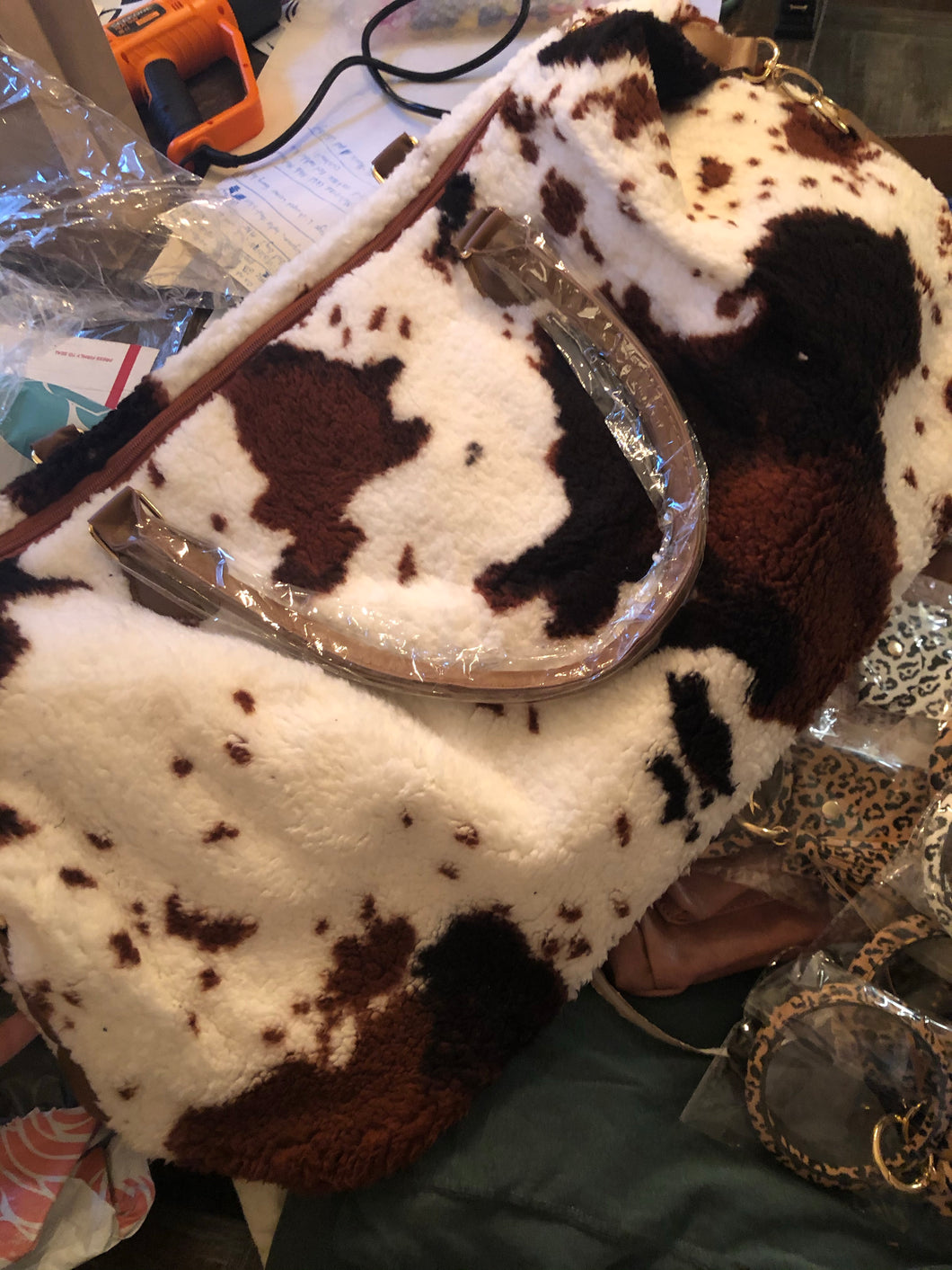 Sherpa Cow Weekender Tote!